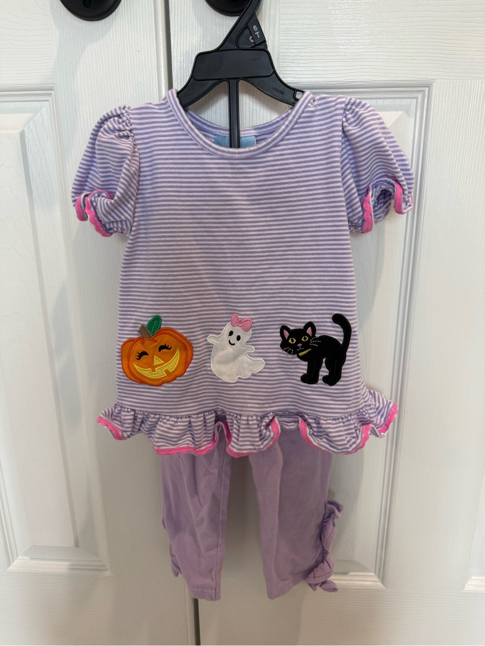 Lavender Halloween Appliqué Kids Top & Pants Set